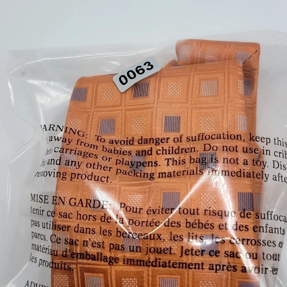 Orange Geometric 100% Silk Men's Tie